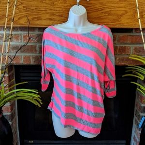 XX1 pink and gray asymmetrical 3/4 sleeve top M